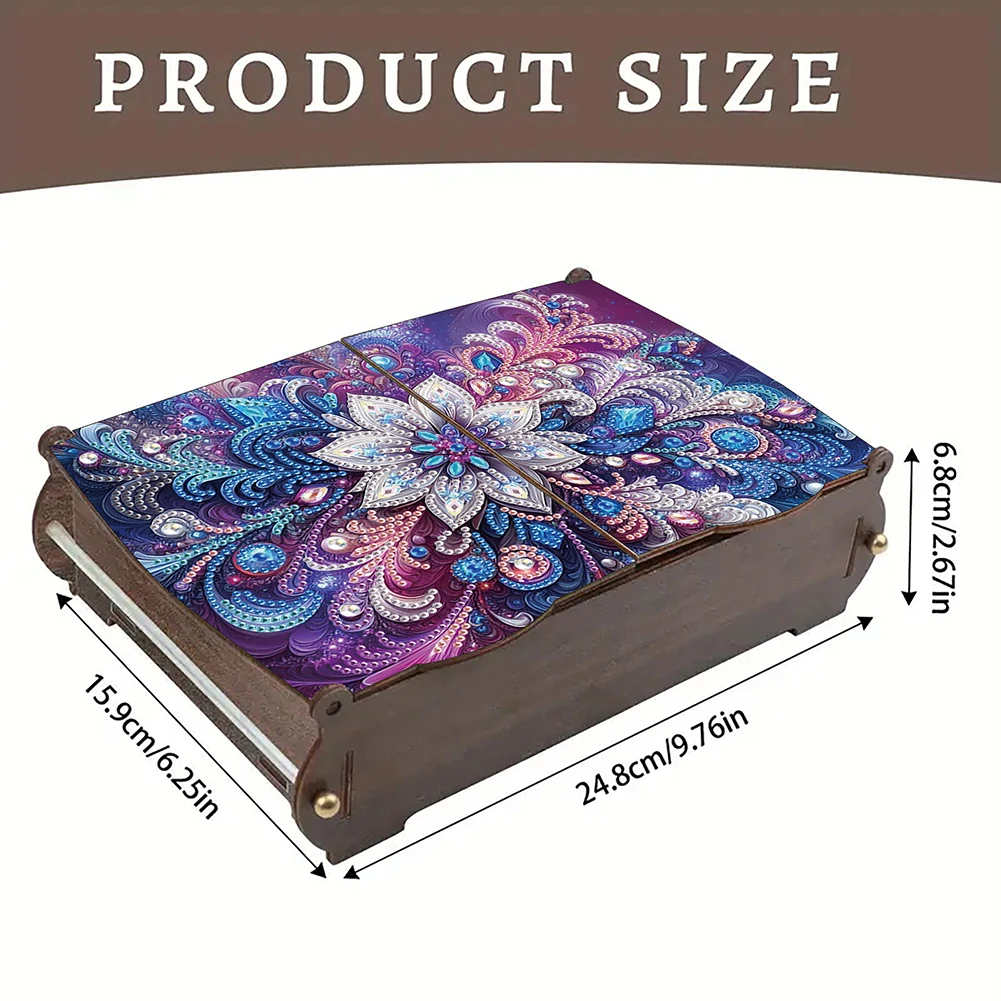 5D DIY Diamond Art Handmade Storage Box Partial Drill Rhinestones Decorative Storage Box Crystal Storage Case Kit for Home Decor