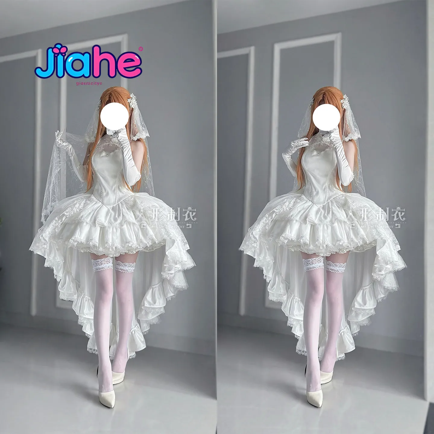Yuuki Asuna Sword Art Online Cosplay Costume Yūki Asuna Pure White Wedding Gorgeous Woman Dress Gloves Socks Headveil Halloween view 5
