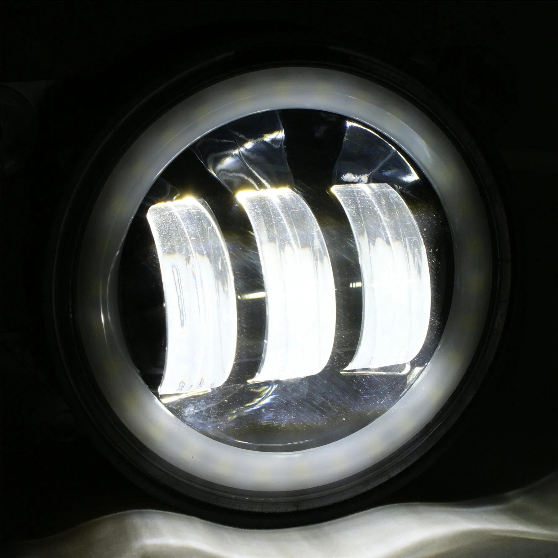 أضواء مصابيح ضباب Led مقاس 4 بوصات معتمدة منقط مع حلقة هالة لمصابيح رانجلر JK لمبة عرض تلقائي لين مع مصباح أمامي عين زاوية DRL