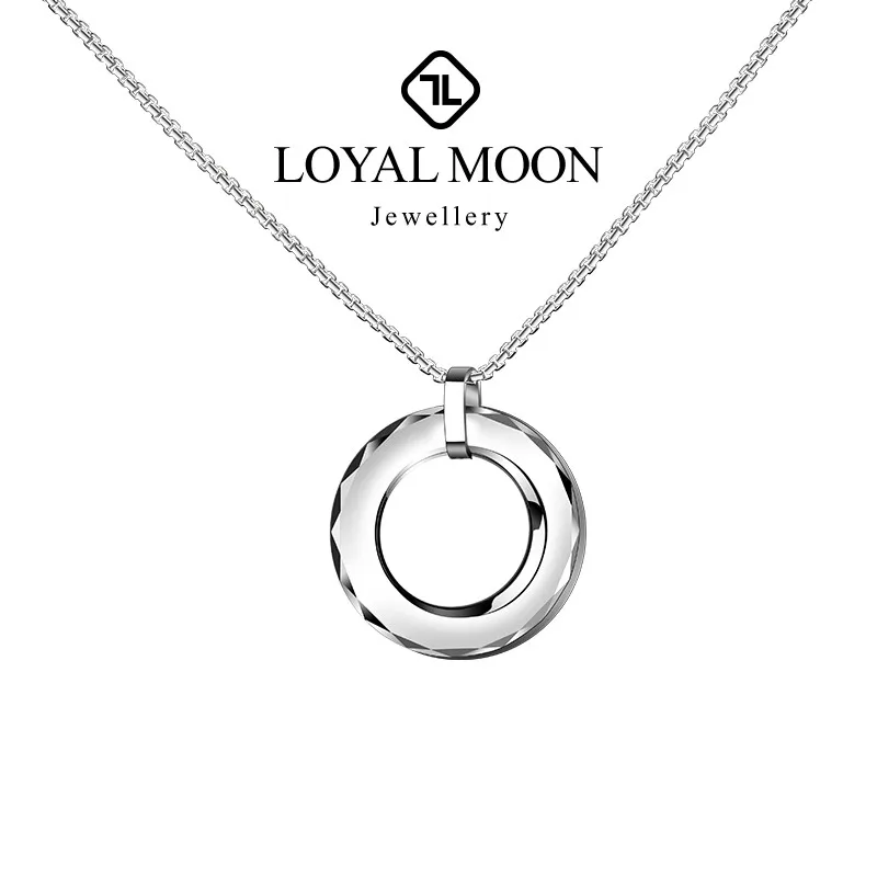 Loyal Moon Tungsten Pendants For Men With Titanium Steel Necklace For Couple Women Fashion High Polsihed Carbide Round