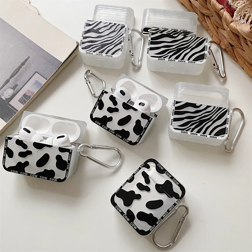 Ins Zebra Cow Design Transparent Case Funda For Apple AirPods 1 2 3 Case Wireless Earphone Accessories Cover For Airpod Pro Case