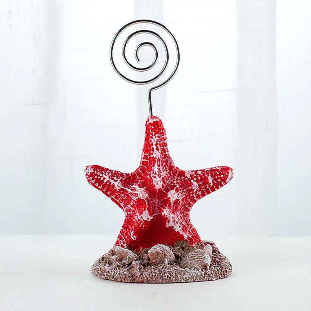 2Pcs Sea Star Memo Clip Delicate Resin Photo Clip Desktop Note Holder for Wedding Party Table Number Menu Decor Mediterranean