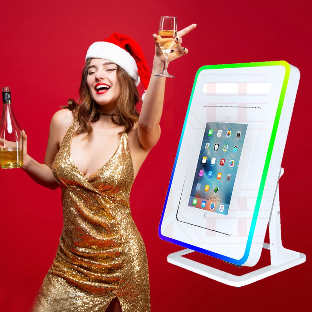 Desktop i Pad Stand Adjus Selfie Photobooth Shell i Pad Photo Booth hine With LED Ring Light For Wedding Partys Events