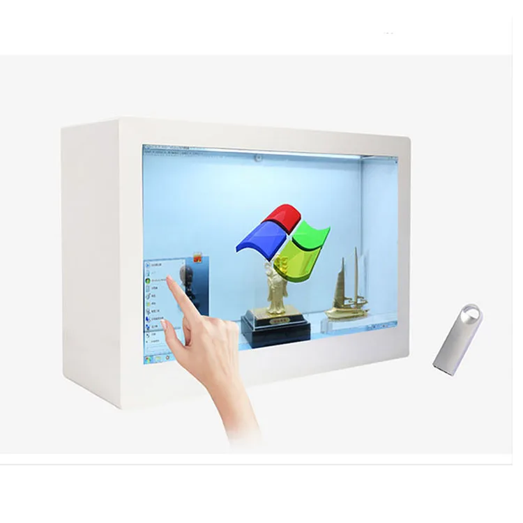 32 Inch Interactive Video Holographic Display Cabinet Indoor 3D 3D LCD Transparent Holobox For Elevator Use