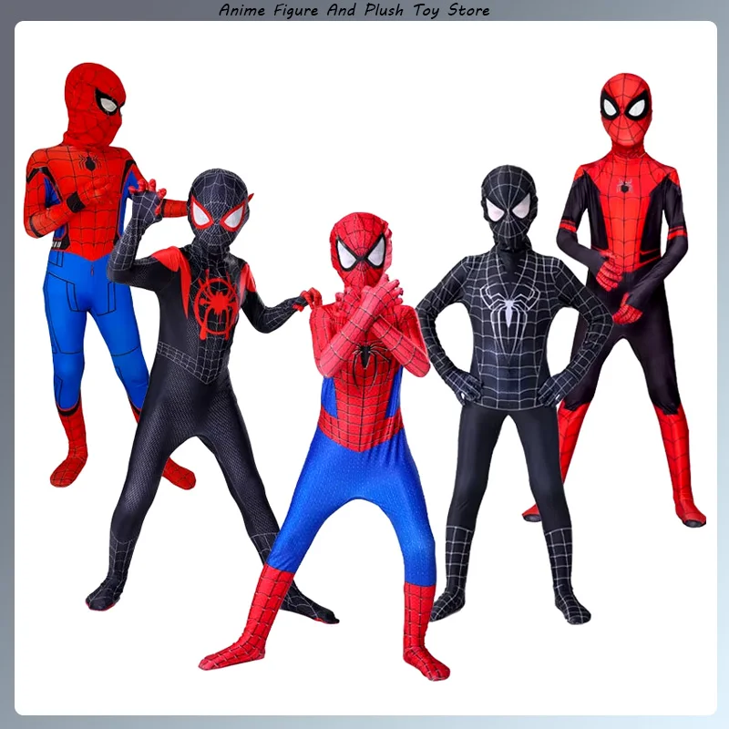 Anime Spider Man Cosplay Fantasy Costume Men And Women Jumpsuit Miles Morales Superhero Halloween Carnival Zentai Jumpsuit Gifts