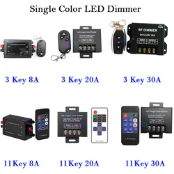 12V 24V LED atenuador de Color único 3Key 11Key remoto inalámbrico 8A 20A 30A atenuación interruptor luces cinta controlador para tira LED