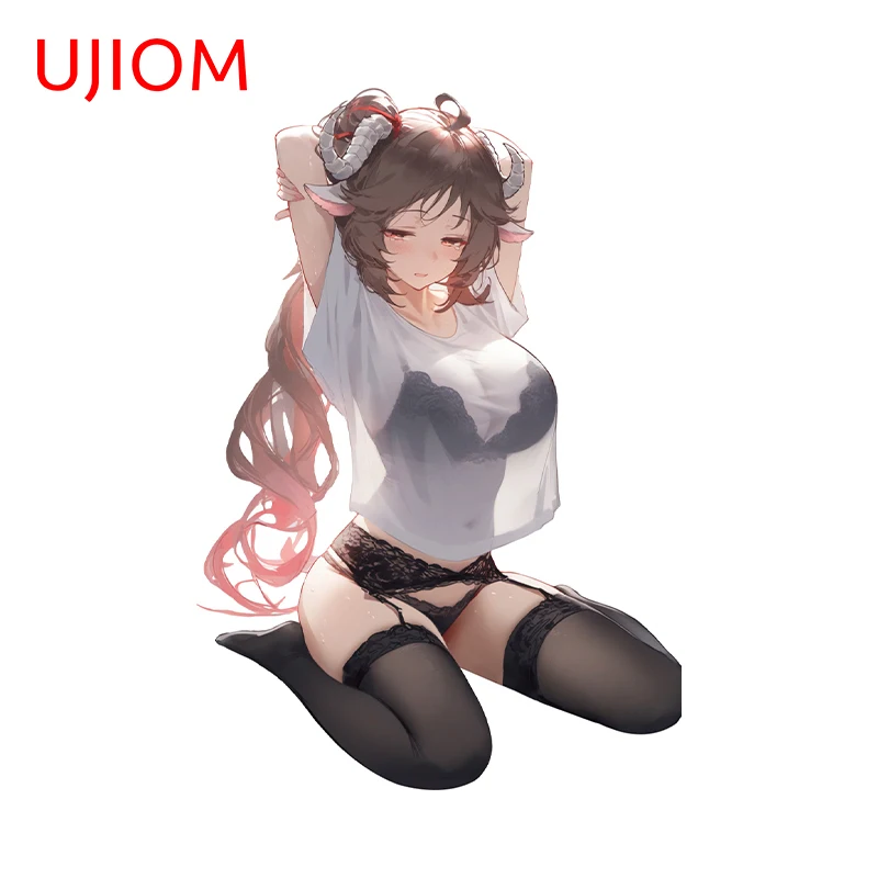 UJIOM 13cm X 9cm Hentai Eyjafjalla Alluring Amusing Wall Stickers Black Stockings Beautiful Girl Decal Bathroom Decoration