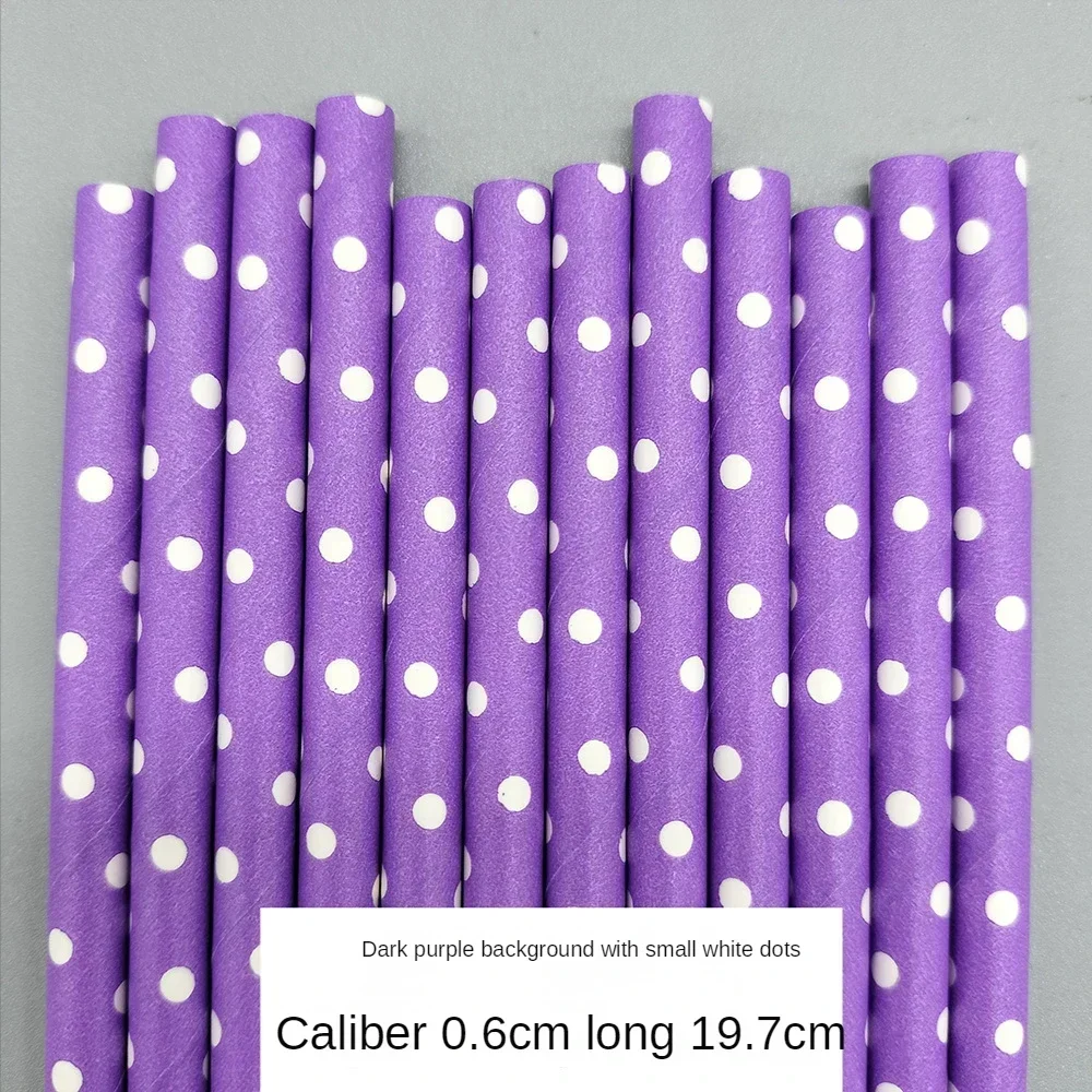 25Pcs Purple and Light Purple Stripe Dot Paper Straws for Birthday Wedding Decorative Party Event Drinking Straws Supplies