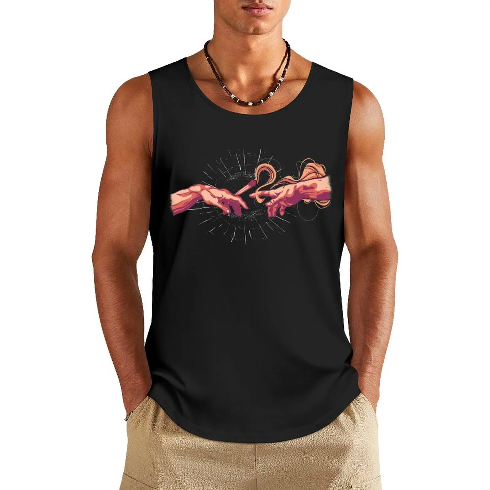 Joint pass - The Creation of Adam Tank Top t-shirt for men Men's summer vest sleeveless shirt man Sports clothing