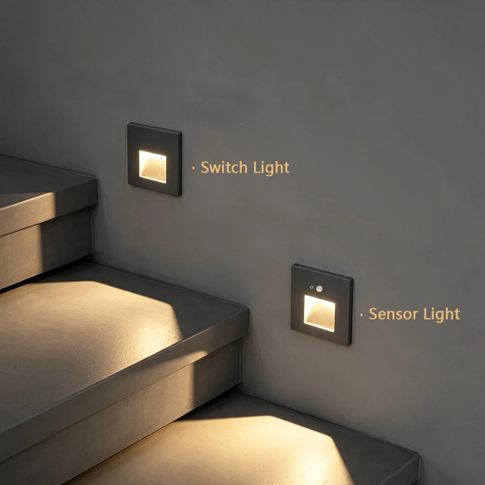 SANDIY Embedded Sensor Footlights Outdoor And Indoor Smart, Magnetic Panel, 86 Boxes Of Dimming Footlights Gray