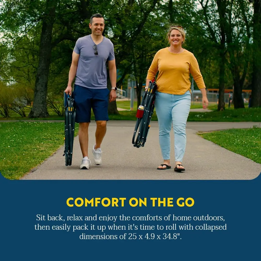 GCI Outdoor Freestyle Rocker XL campingstoel met bijzettafel, draagbare opvouwbare schommelstoel met bekerhouder, zwart