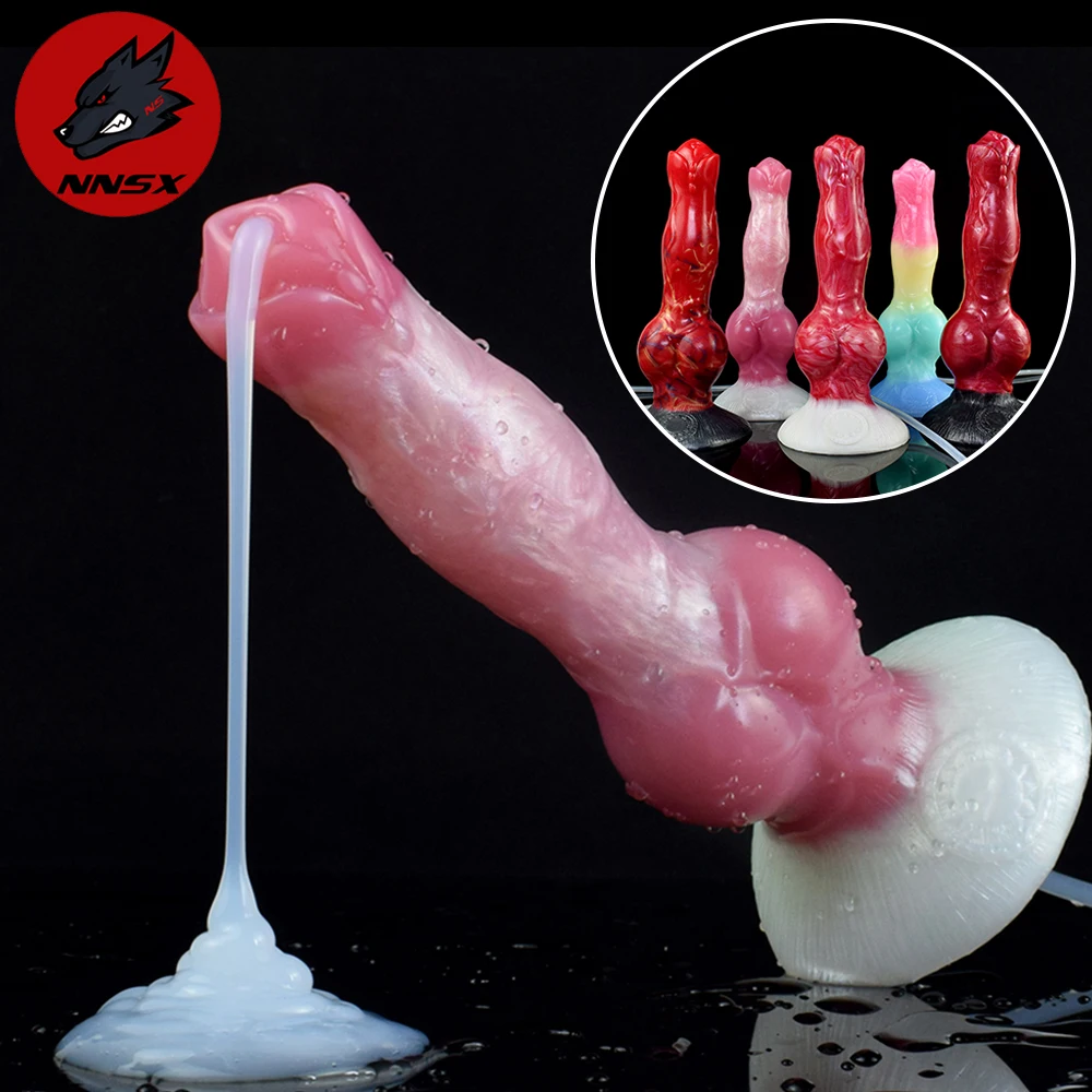 Silicone Squirting Dildo with Strong Sucker Fantasy Ejaculation Penis Big Knot Buttplug Prostate Massager Sex Toys for Men Women