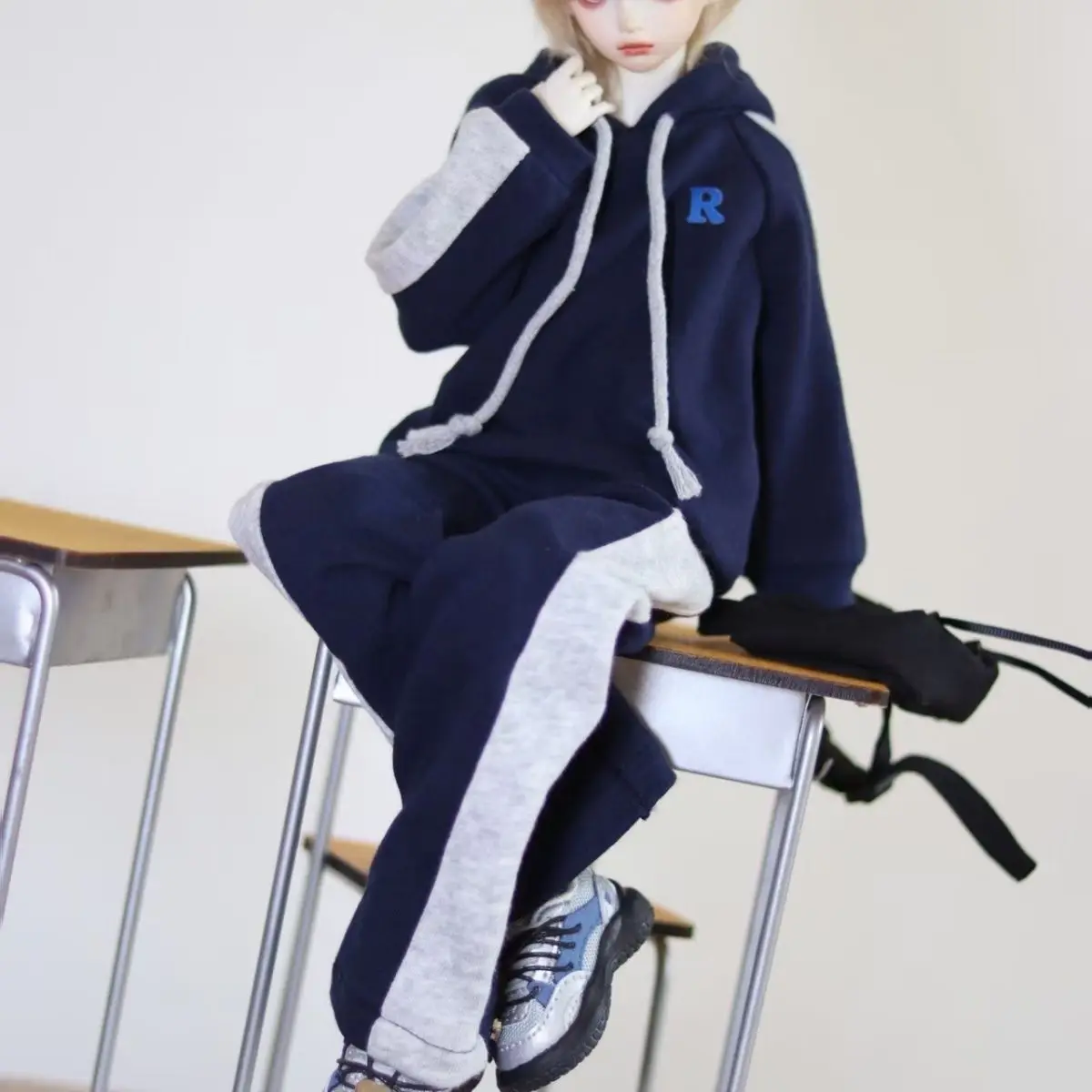 1/4 Puppenkleidung Anzug für 45 cm Bjd Puppe Hoodie, Hosen Sportbekleidung Set Dress Up Spielhaus Mädchen Spielzeug Puppenzubehör, keine Puppe