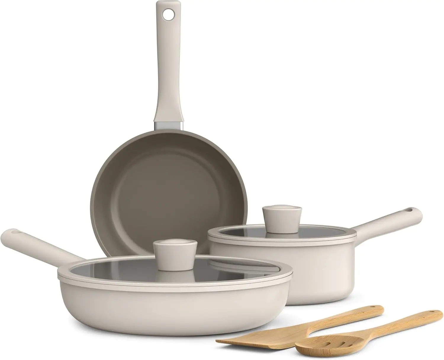 

7-Piece Ceramic Nonstick Cookware Set, Dishwasher & Oven Safe, Compatible with All Stovetops