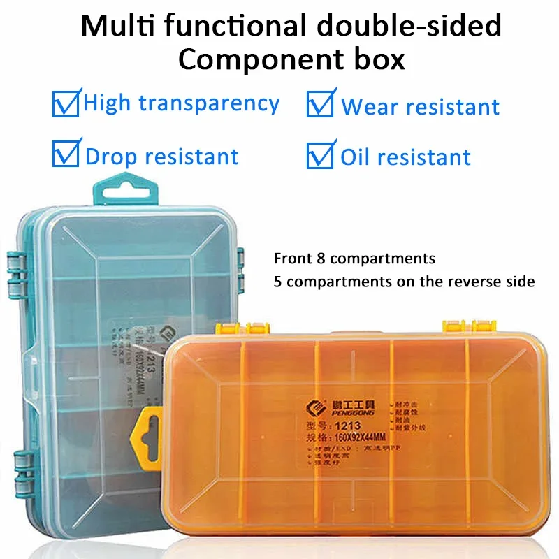 Double-Side Hardware Organizer Box Multifunctional Plastic Small Tools Box for Nuts Bolts Screws Nails Small Hardware Storage