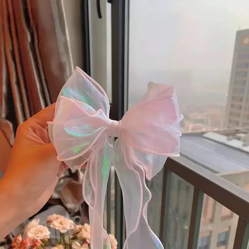 Fantasy Fish Tail Yarn Flower Art Packaging Gift Box Decorative Aurora Colorful Ribbon, DIY Apparel Sewing Supplies, 4cm * 9m