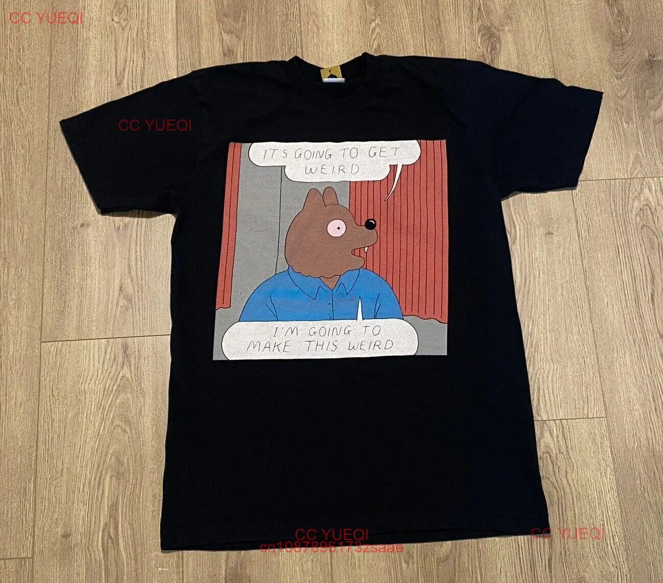 Simon Hanselmann MMO X SHQ Lupo Mannaro Jones T-Shirt Nera Taglia Grande Megg & Mogg-image