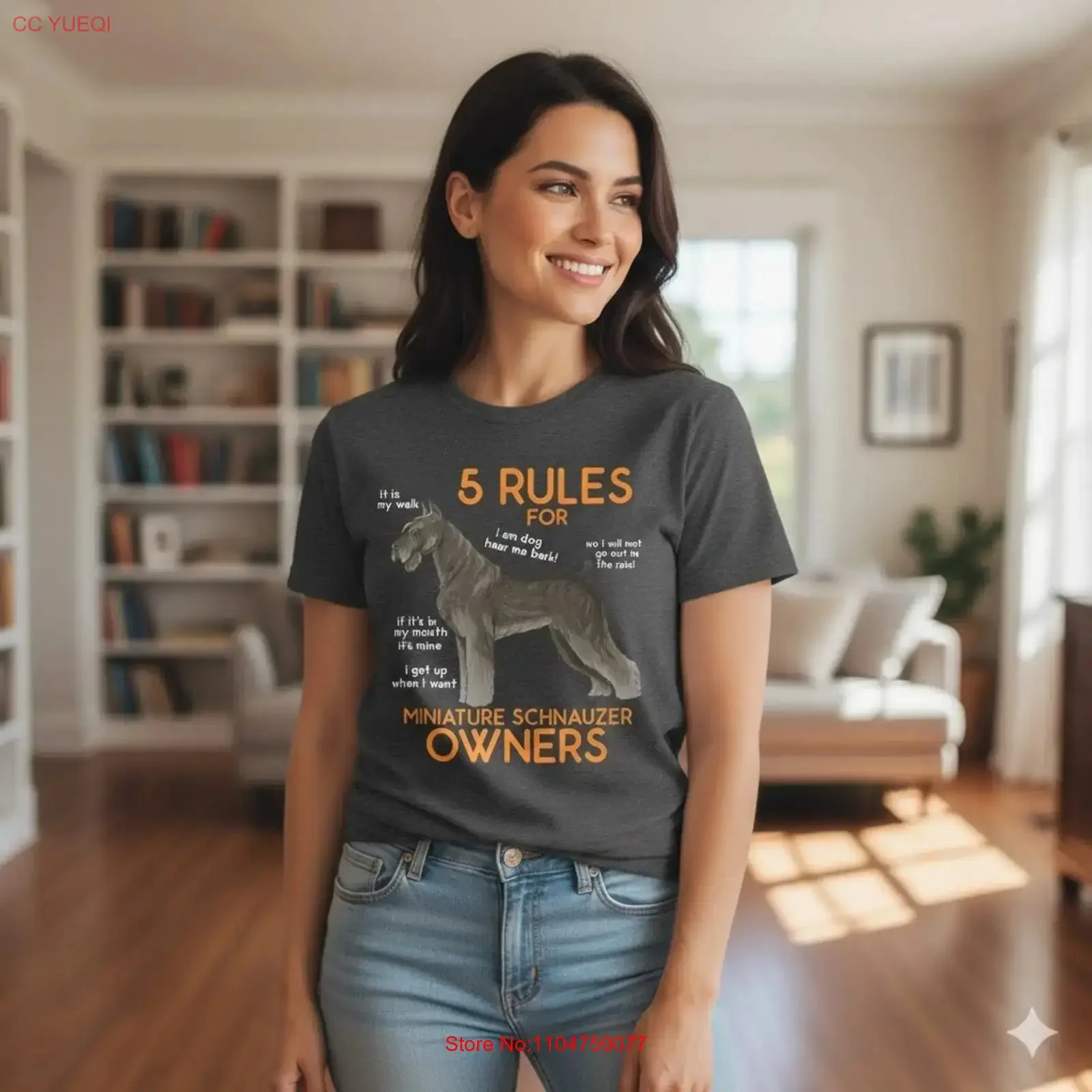 5 Rules for Miniature Schnauzer Owners Funny Dog T Shirt S391 vintage Washed designer clothes Slightly graphic