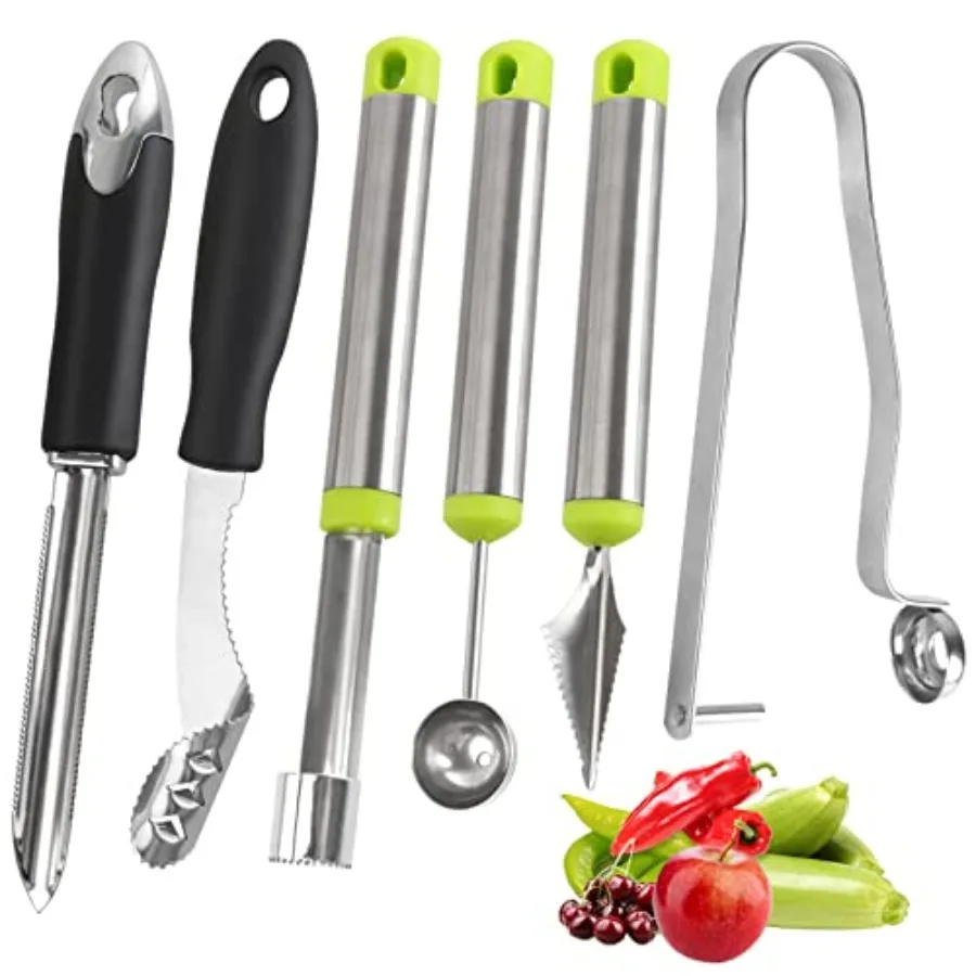 

6 Pcs Stainless Steel Vegetable Corer Tool Set for Home Kitchen Use Efficient Fruit and Vegetable Coring for Cherry Pear Jujube
