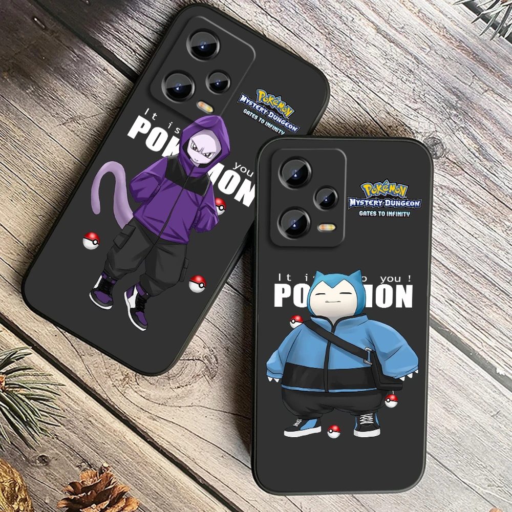 Pokemon Dragonite Snorlax Art For Xiaomi Redmi Note 13 12R 12 12S Turbo 11 11T 11S 10 10S Pro Plus 5G Black Funda Phone Case