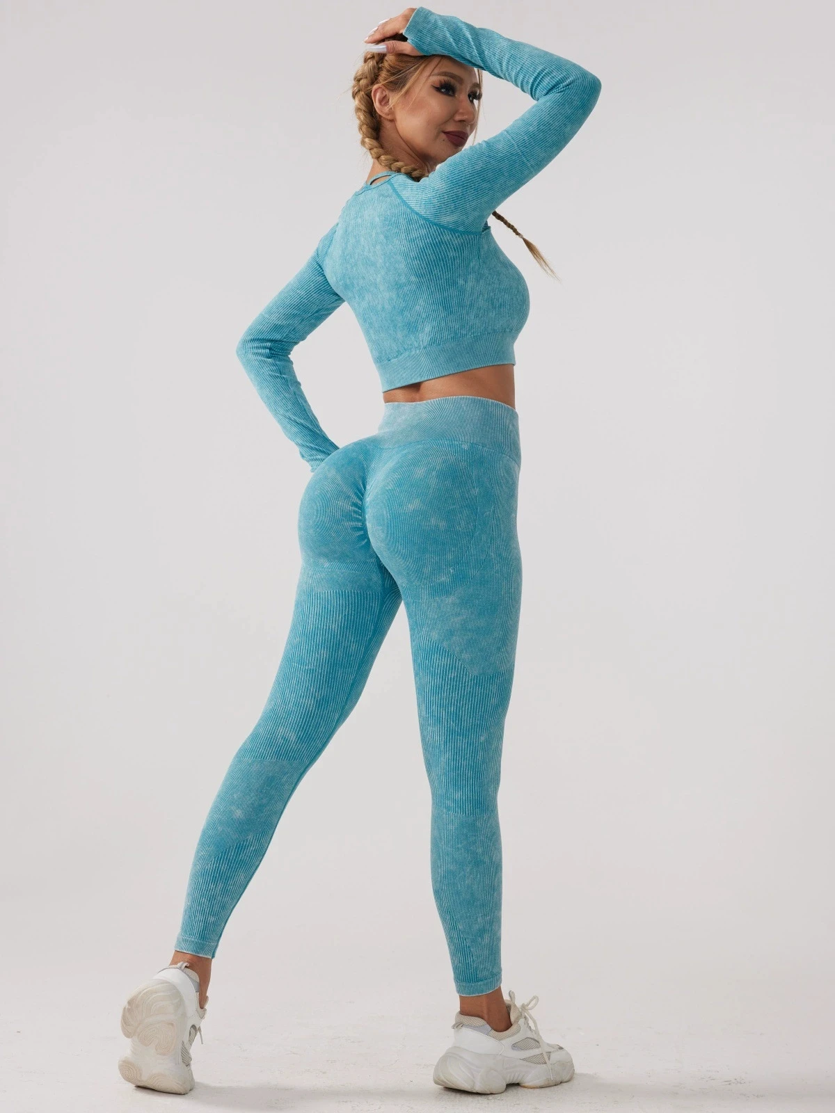 ウォッシュ秋パンツセットスキニーストレッチスポーツパンツセット美しいアクティブウェアエクササイズアクティブウェアランニングスポーツレギンス