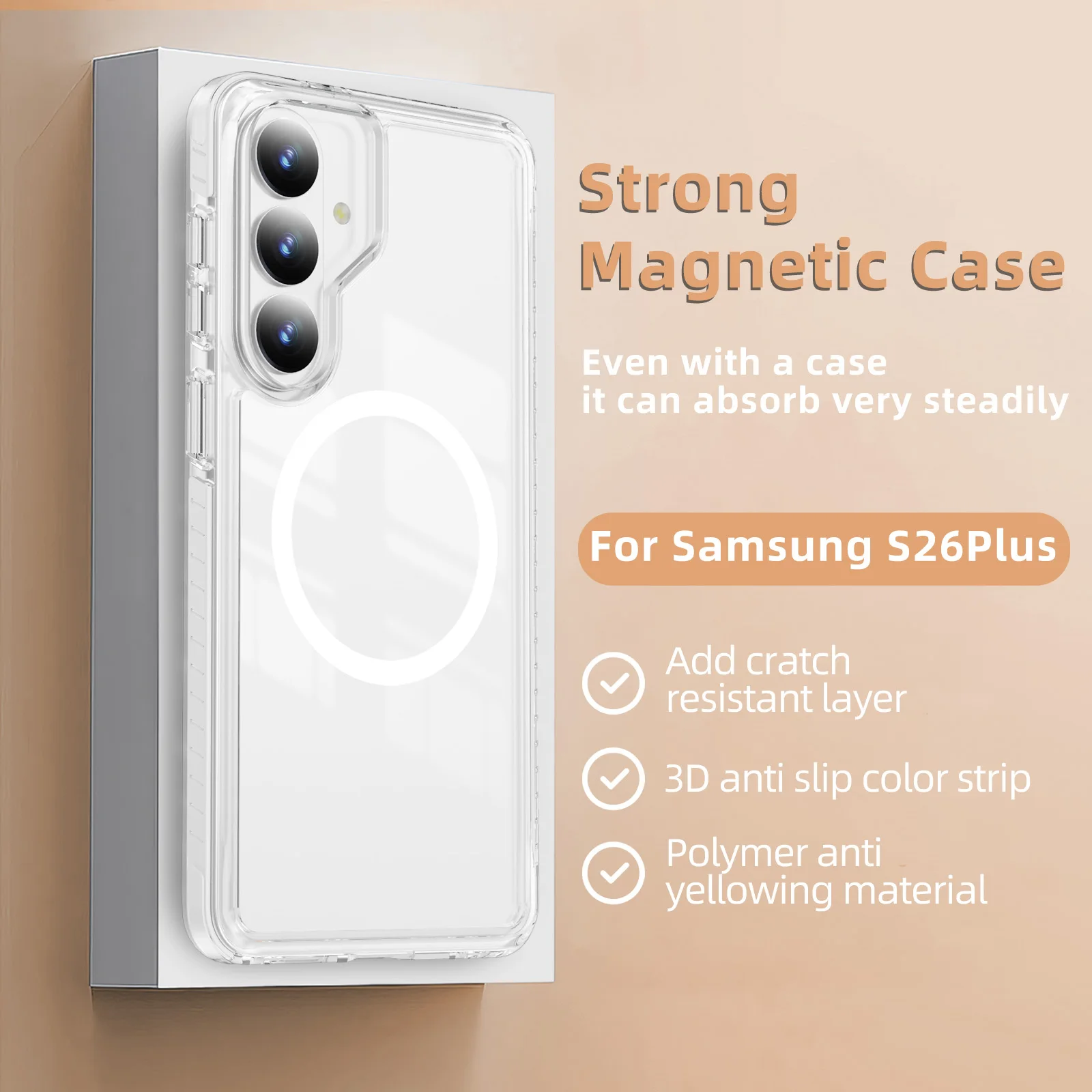 Magnetische Transparente Handyhülle für Samsung Galaxy S26 Ultra S25 Plus S24 Plus S25 Ultra S26 Ultra Cover Kabellose Ladehülle