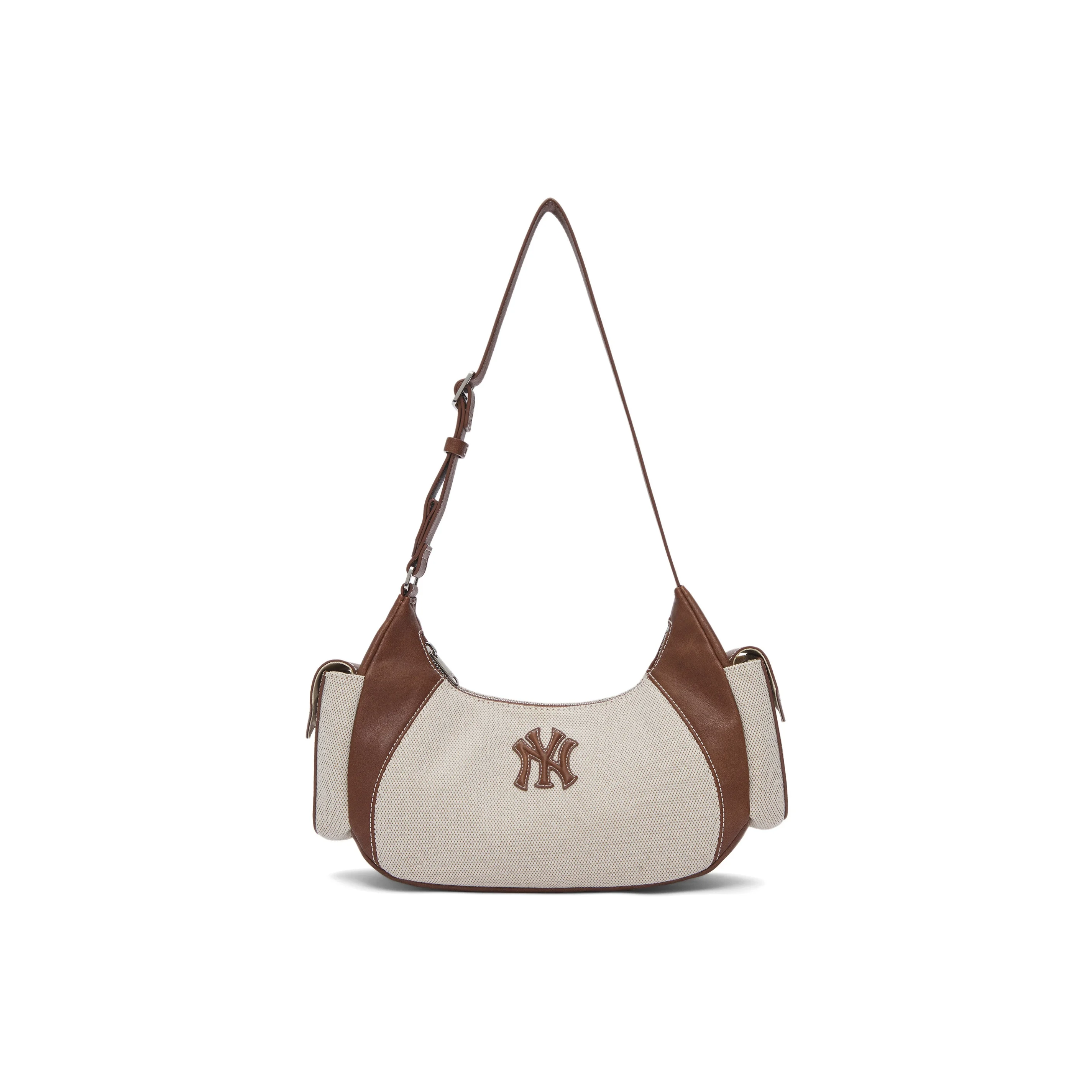 MLB New York Yankees Algodão MLB Bolsa Crossbody Bolsa Torrada em Forma de Lua Tamanho Grande Unissex Ecru 3ABQBV15N-50CRD