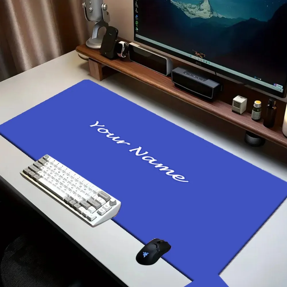 Customizable Blue Background Mouse Pad For Full Keyboard Mouse, Elegant Desktop Decor, Practical Birthday Gift For Office Use