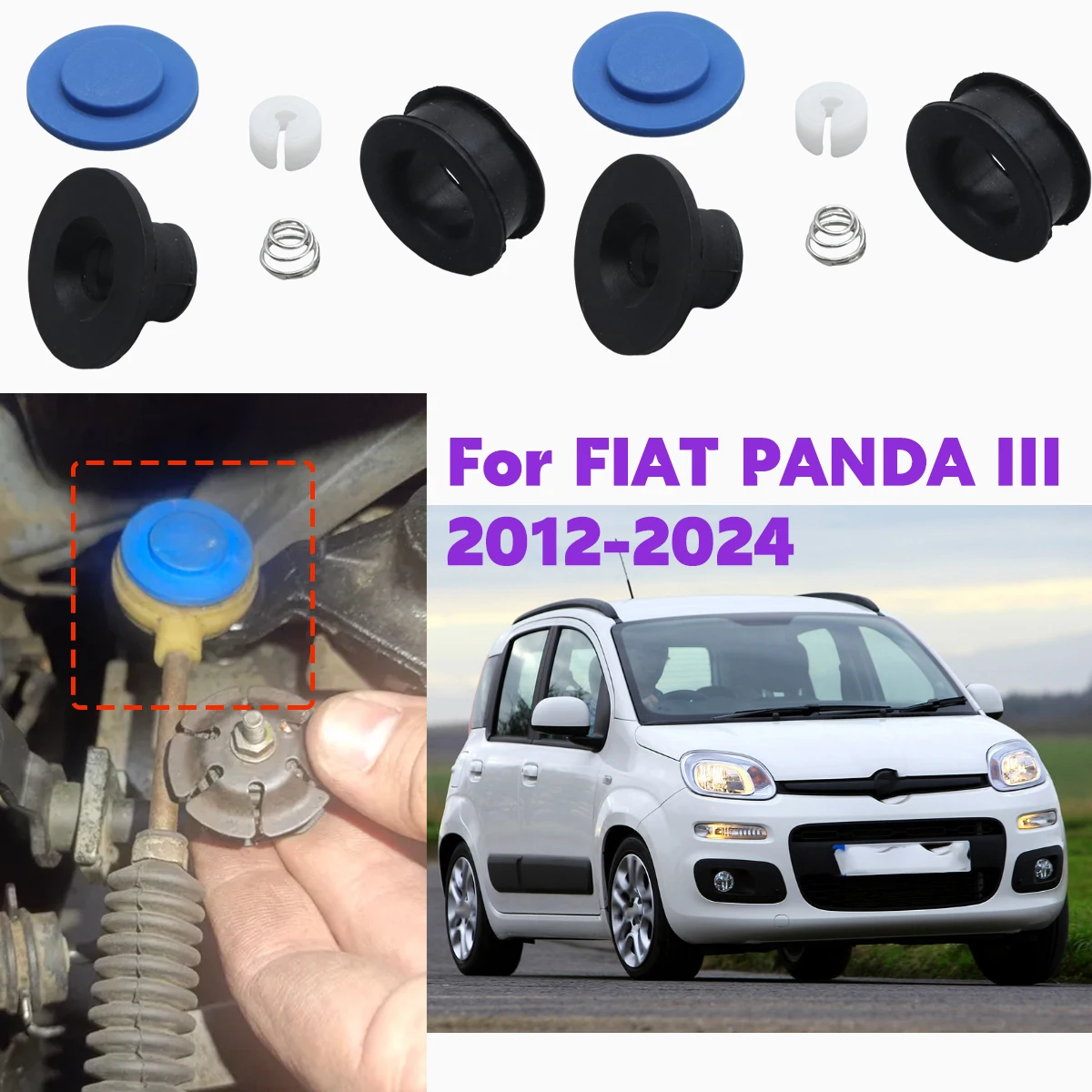 2set Gearbox Linkage Cable Bushing Repair Kit for FIAT PANDA III 2012-2024 Manual Transimission End Rod Accessories Replacement
