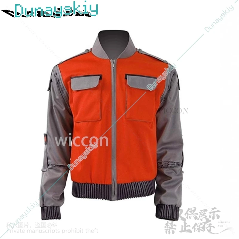 Película de Anime Regreso al futuro Cosplay Jr Marlene Cos Seamus Marty disfraz chaqueta roja naranja para hombre niños Halloween Navidad