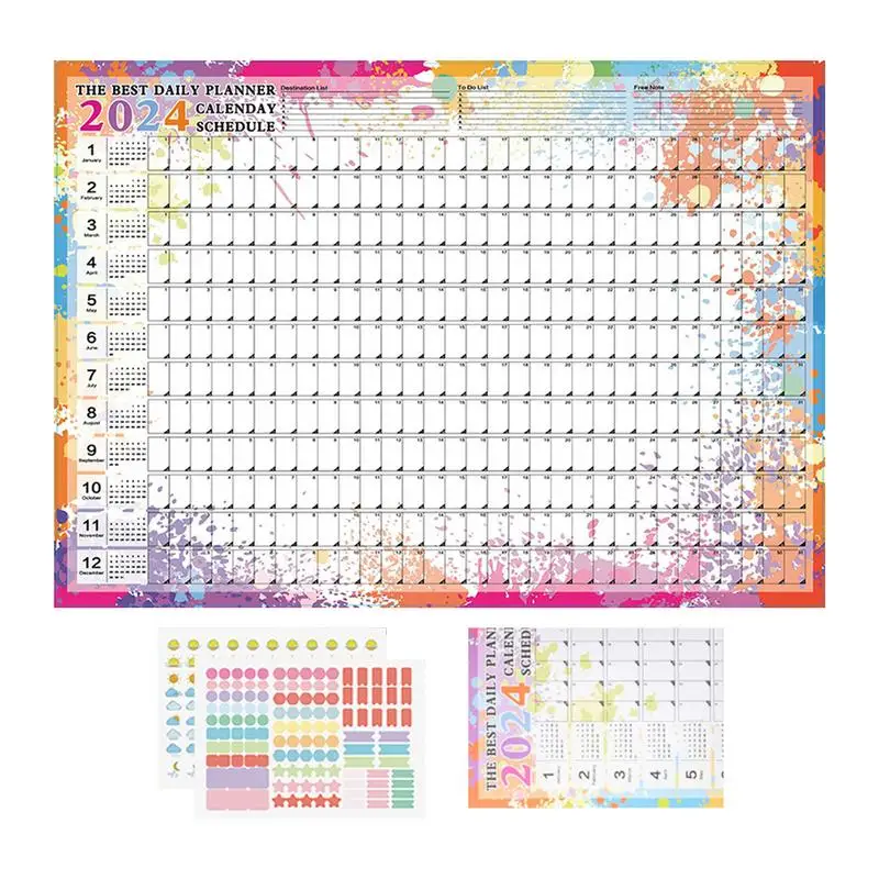 Schedule Wall Calendar 2024 Wall Planner 12 Month Thick Paper 2024 Family Planning Wall Calendar Wall Calendar Monthly Themed