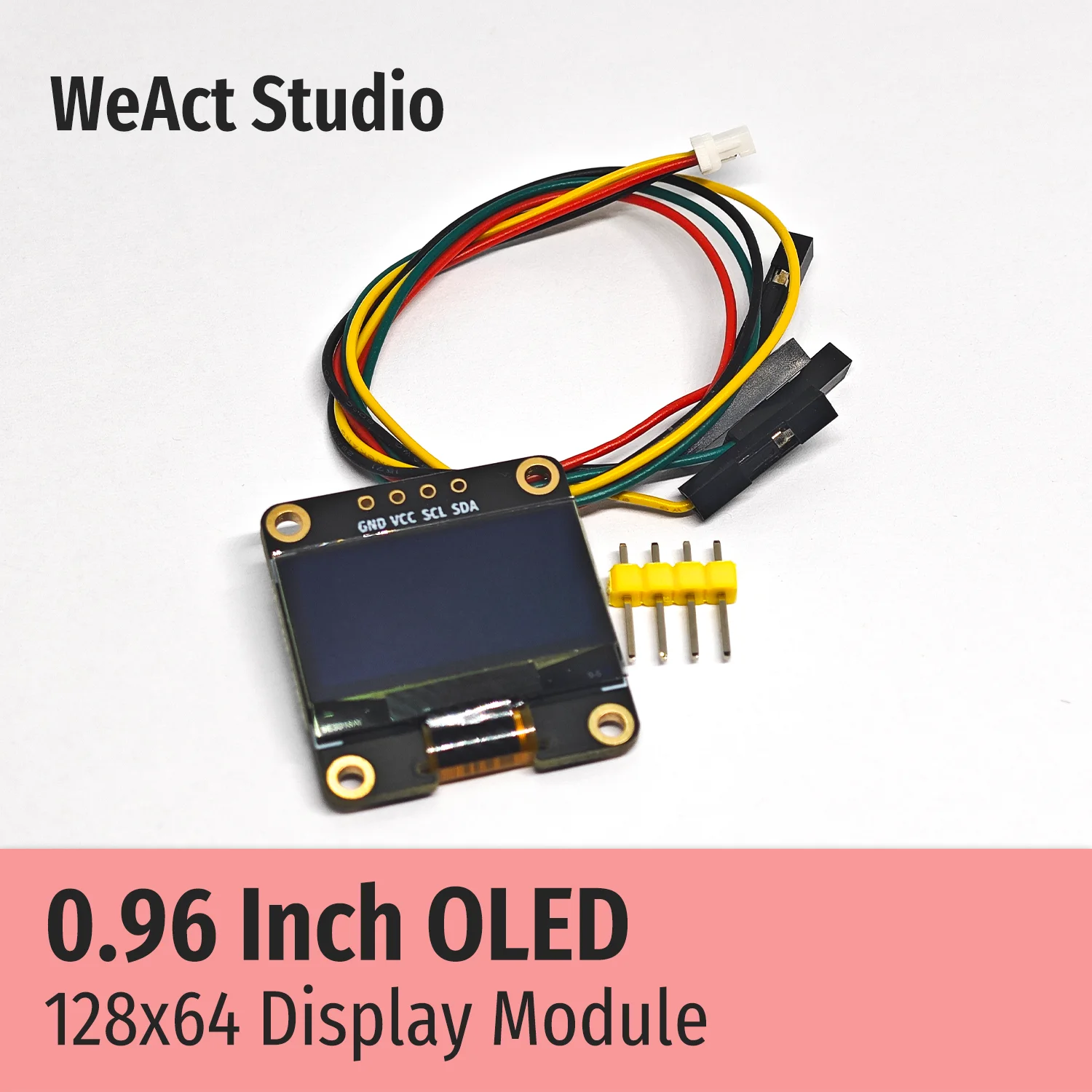 WeAct-Módulo de pantalla OLED IIC de 0,96 pulgadas, tablero de pantalla LCD, fregadero blanco, azul y dorado, alta calidad, 128X64, I2C, SSD1306, 12864