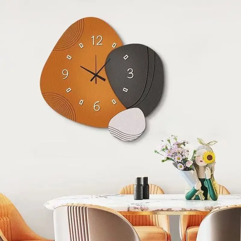 Imagem -05 - Silencioso Oval Living Clock Criativo Mural Relógios de Parede Decoração Home Tendência Moderna Imagem Pendurada Restaurante