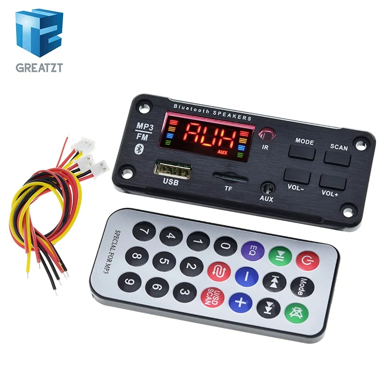 MP3 Decoder Board Color Screen Bluetooth V5.0 Car MP3 Player USB Recording Module FM AUX Radio For Speaker