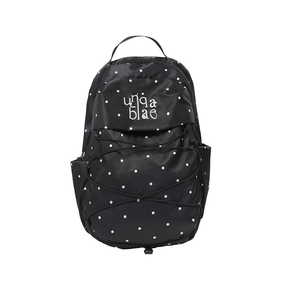 Nylon Material Polka Dot Backpack Large Capacity Lightweight Design Drawstring Rucksack Durable Construction Portable Size