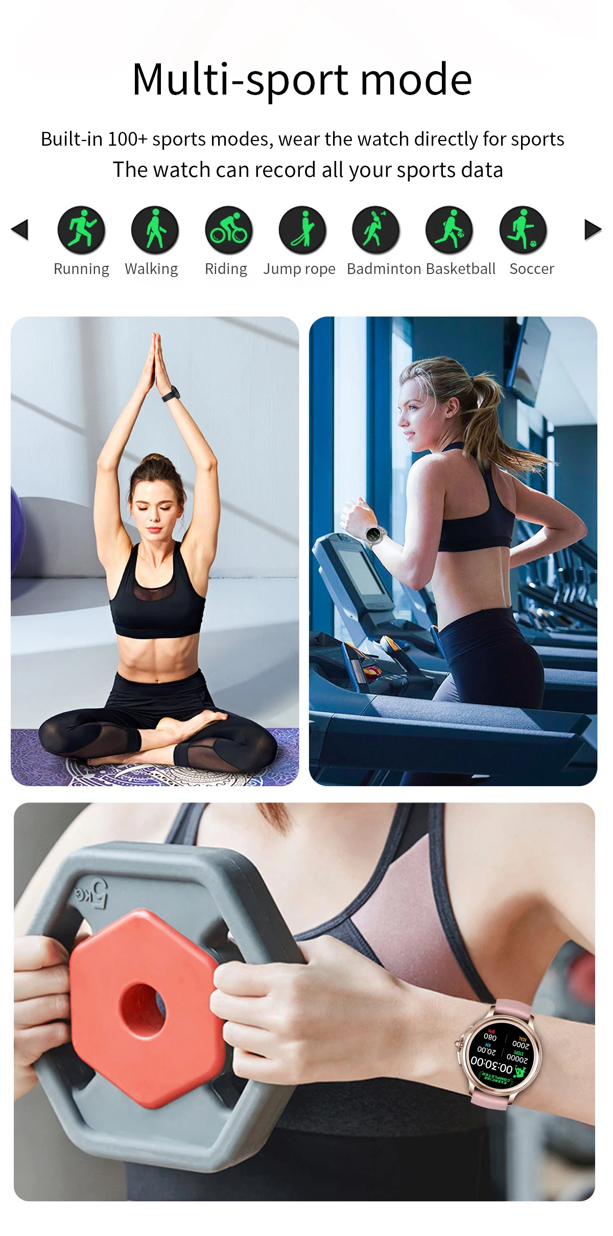 SitopWear-reloj inteligente para mujer, pulsera con pantalla completamente táctil, Bluetooth, llamadas, rastreador de Fitness, Monitor de ritmo cardíaco y sueño