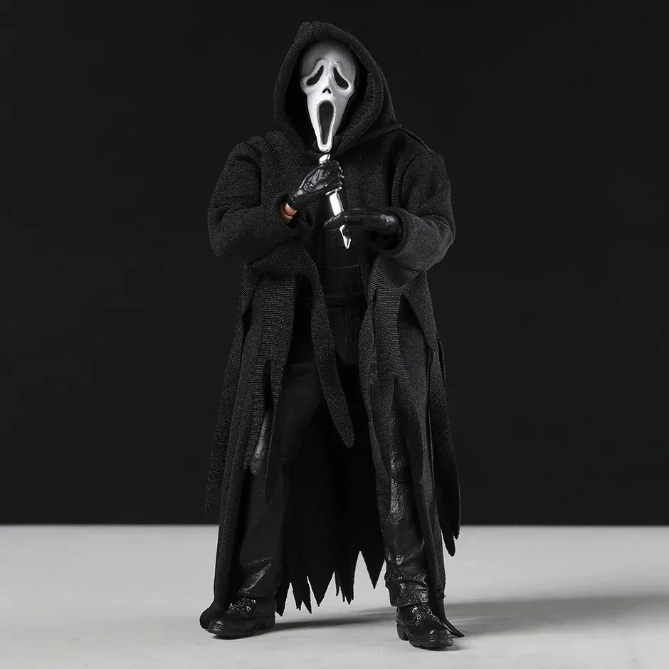 Krzyk Horror Film Urządzenia peryferyjne Zabójca z twarzą ducha Model postaci Zabawka Dekoracja pokoju Ozdoby Halloween Prezenty świąteczne