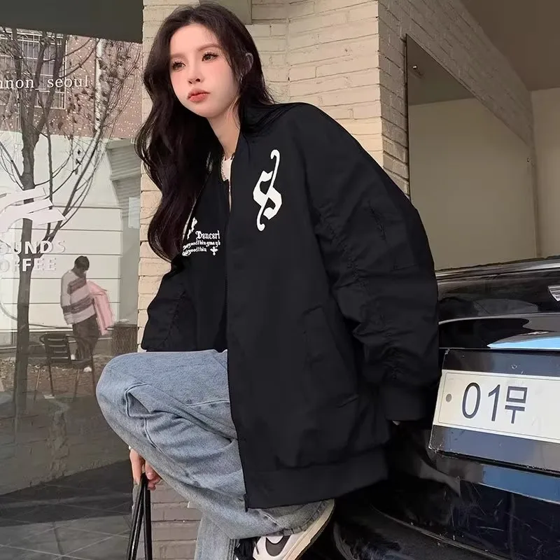 

plus Size 300 Pou American High Street Pilot Jaet ex Spring Autumn Hiphop Baseball Outfit Coat Loose Fit Printed You...