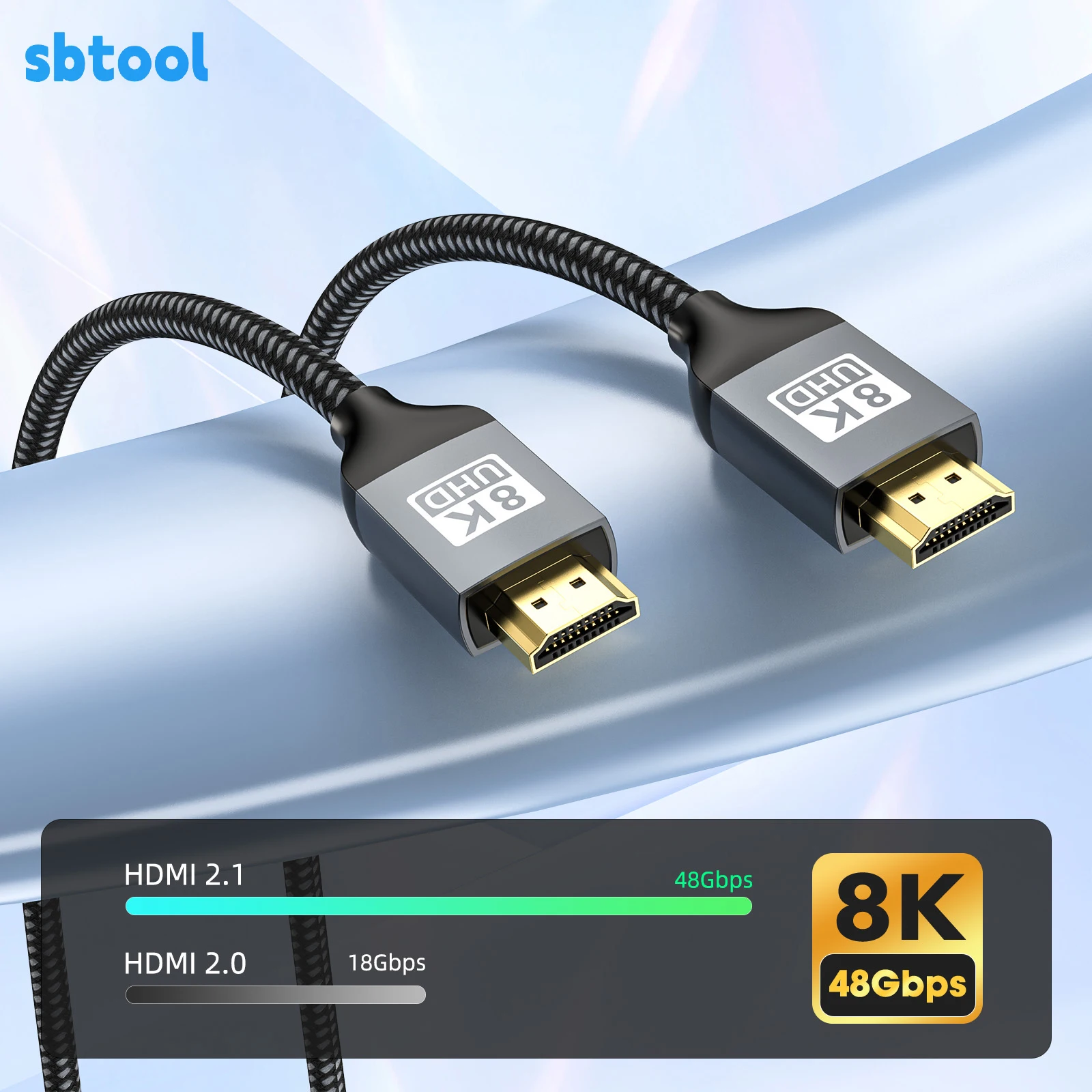 

8K Gold-Plated HDMI Cable - High-Performance 8K Square Connector HDMI Wire for Ultra HD TV and Gaming