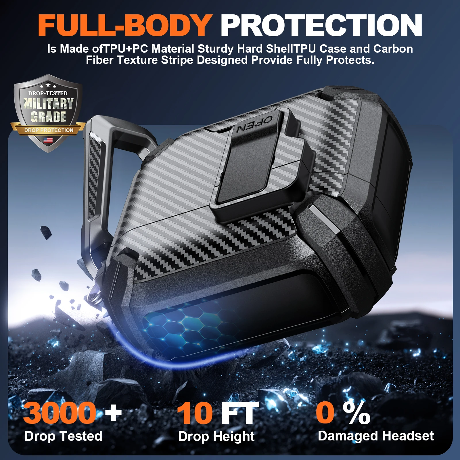 2025 لـ Airpods Pro 3 /Pro 2 حافظة قفل أوتوماتيكي مغناطيسي من ألياف الكربون غطاء شحن حامل هاتف تصميم لأجهزة AirPods 4