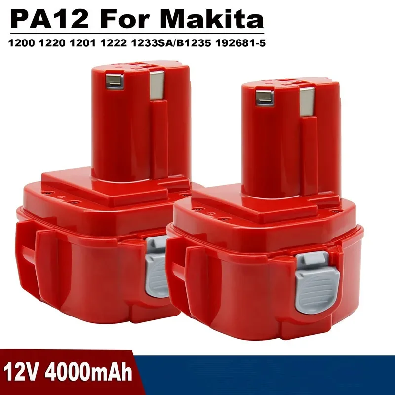 12V Battery For Makita PA12 Ni-Mh Battery For Makita 1200 1220 1201 1222 1233SA/B1235 192681-5 4000mAh Power Tool Batteries