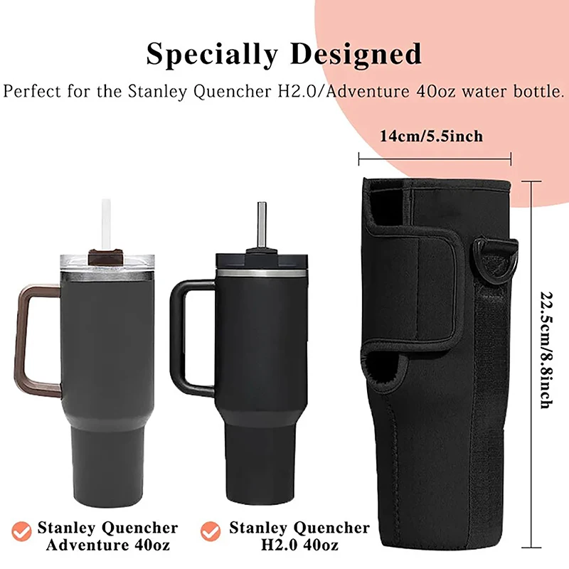 *40oz Water Bottle Carrier Bag Adjustable Shoulder Strap Mug Cups Sleeve Solid Color Bottle Holder For Outdoor Hiking