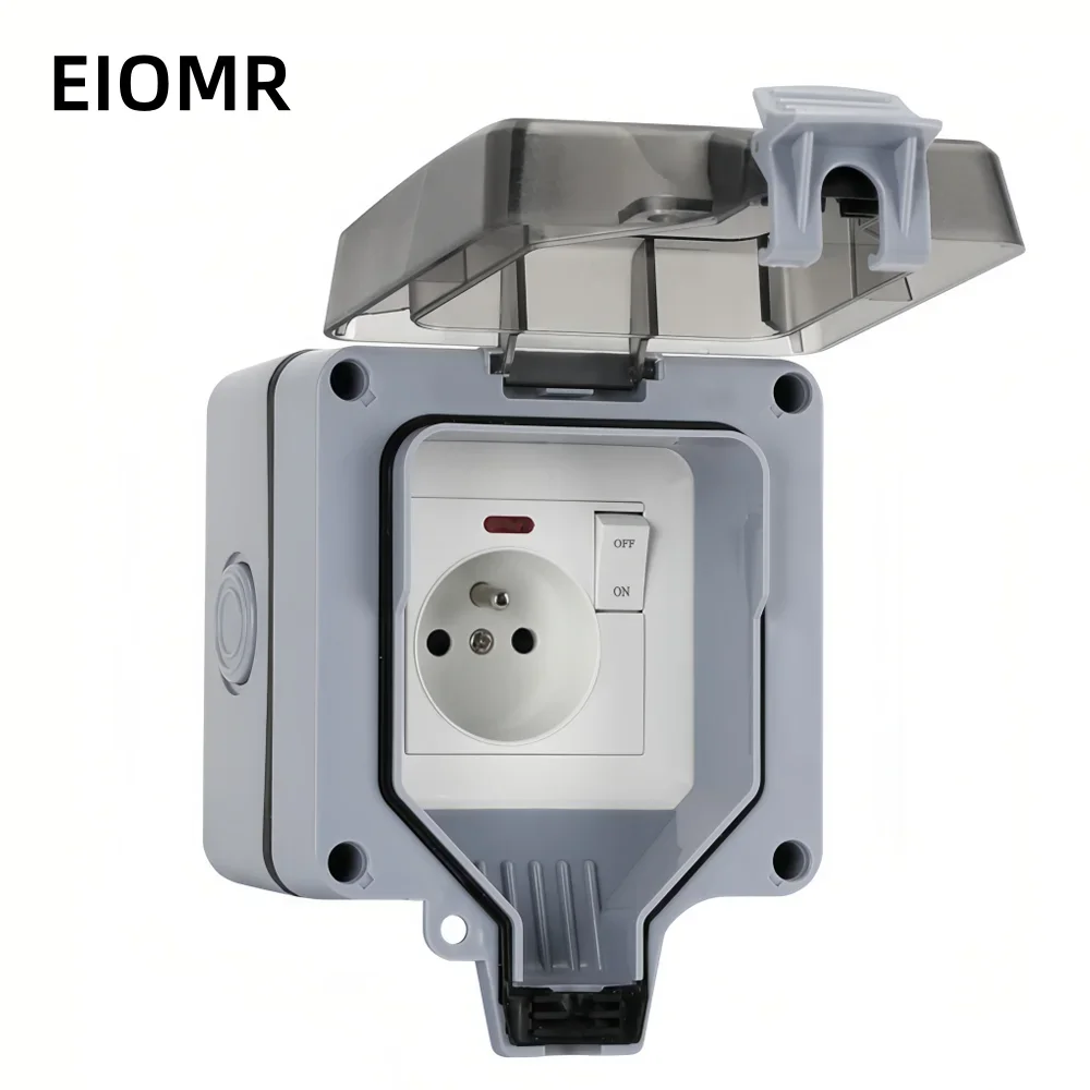 EIOMR IP66 wasserdichte staubdichte Box, geschaltete Steckdose für den Außenbereich, Steckdosenbox, geeignet für Outdoor-Gärten, Zuhause, Badezimmer