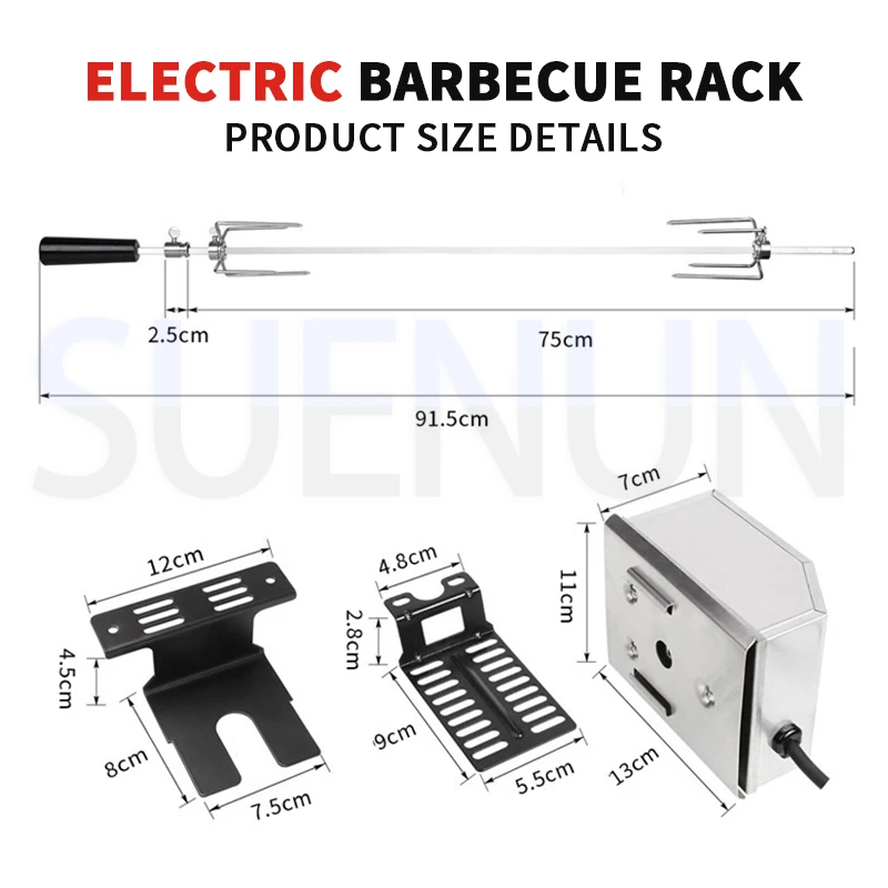 Kit de parrilla giratoria Universal con Motor de 4W, parrilla de barbacoa eléctrica, Kit de barbacoa automática de acero inoxidable, parrilla de barbacoa
