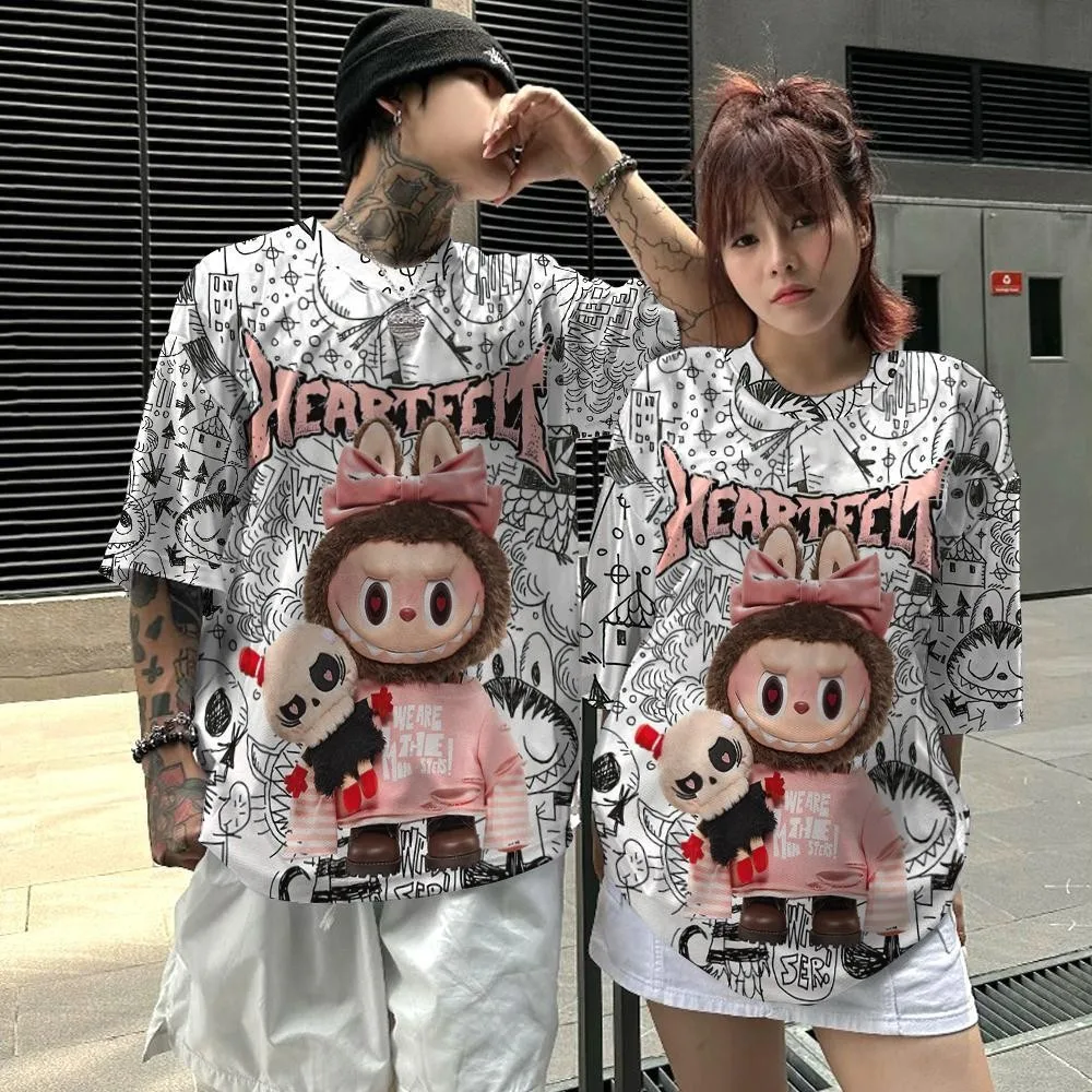 Cute T-shirt Labubu Ladies Dream Home POP MART Cartoon 3D Digital Printing Trendy Fashion Personalized Top T-shirt Cute Style