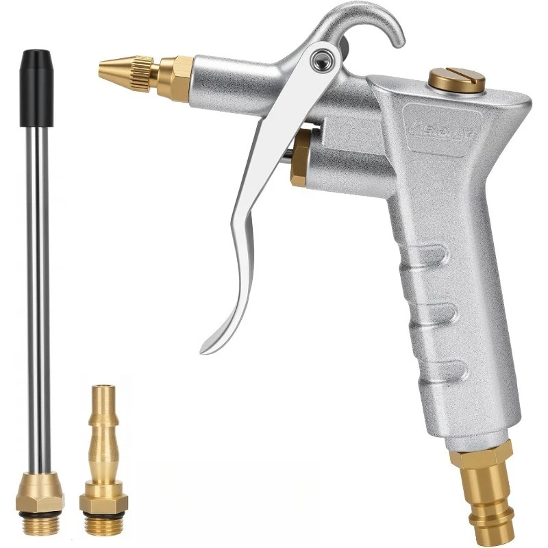 Aluminum Alloy Air Blow Gun with Brass Adjustable Air Nozzle Air Tool Air Compressor Accessories with Air Nozzle Hose Industrial