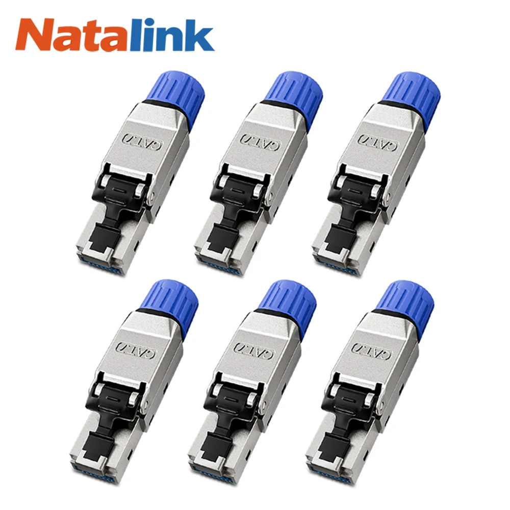 

Natalink RJ45 CAT6a/7/8 Toolless Connector Ethernet Shielded Gold-Plated Modular Termination Network Zinc Alloy 40/10Gbps Plug