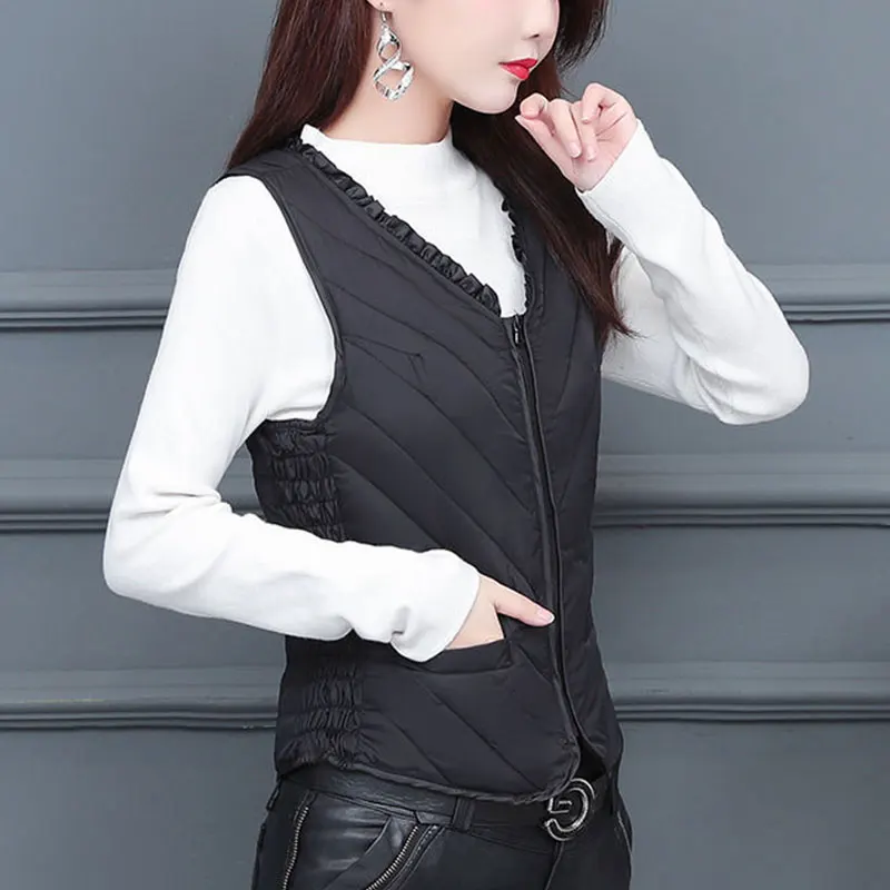 Women's Autumn Fashion Simplicity Solid Color Slim Vests Women Clothes Office Lady All-match Casual Temperament Tank Top Coat