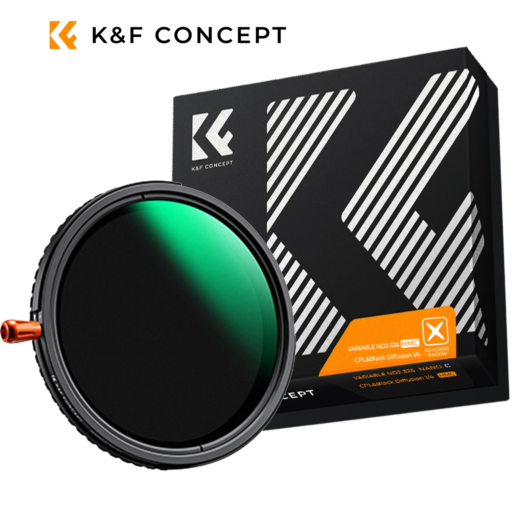 K&F CONCEPT 3-in-1 필터: 가변 ND2-32, CPL, 블랙 디퓨전, 1/4 조절 가능, 노출 제어, 반사 제거, 부드러운 영화적 효과