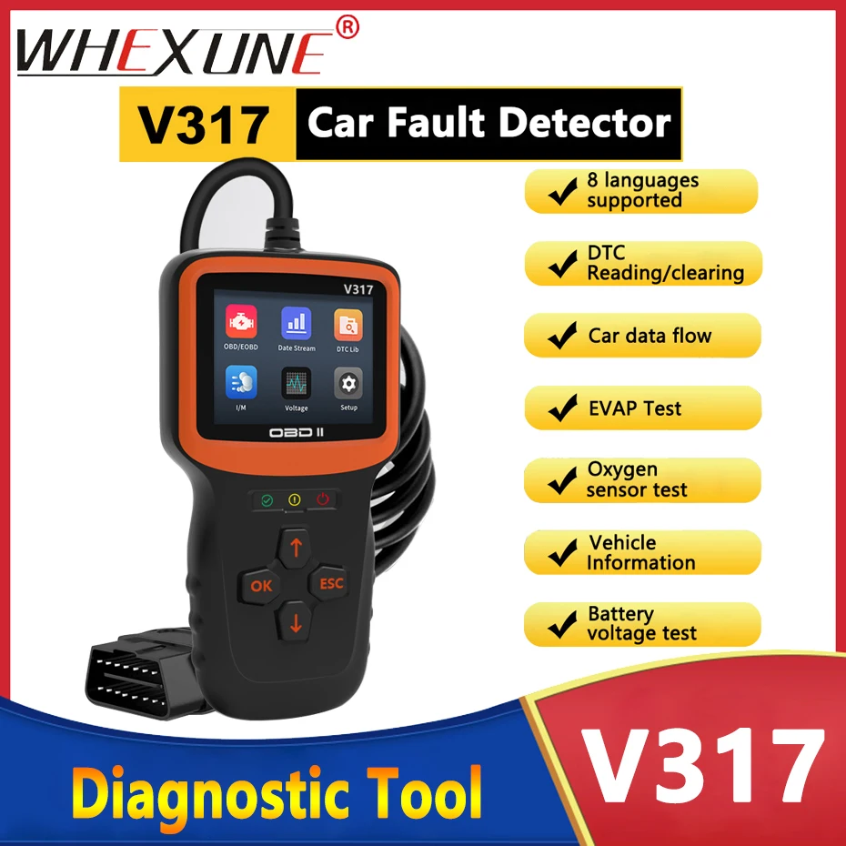 

V317 OBD2 Scanner Auto Check Car Engine Clear Fault Code Reader OBDII/EOBD Scan Tool Automotive Diagnostic Scan Tester Tools